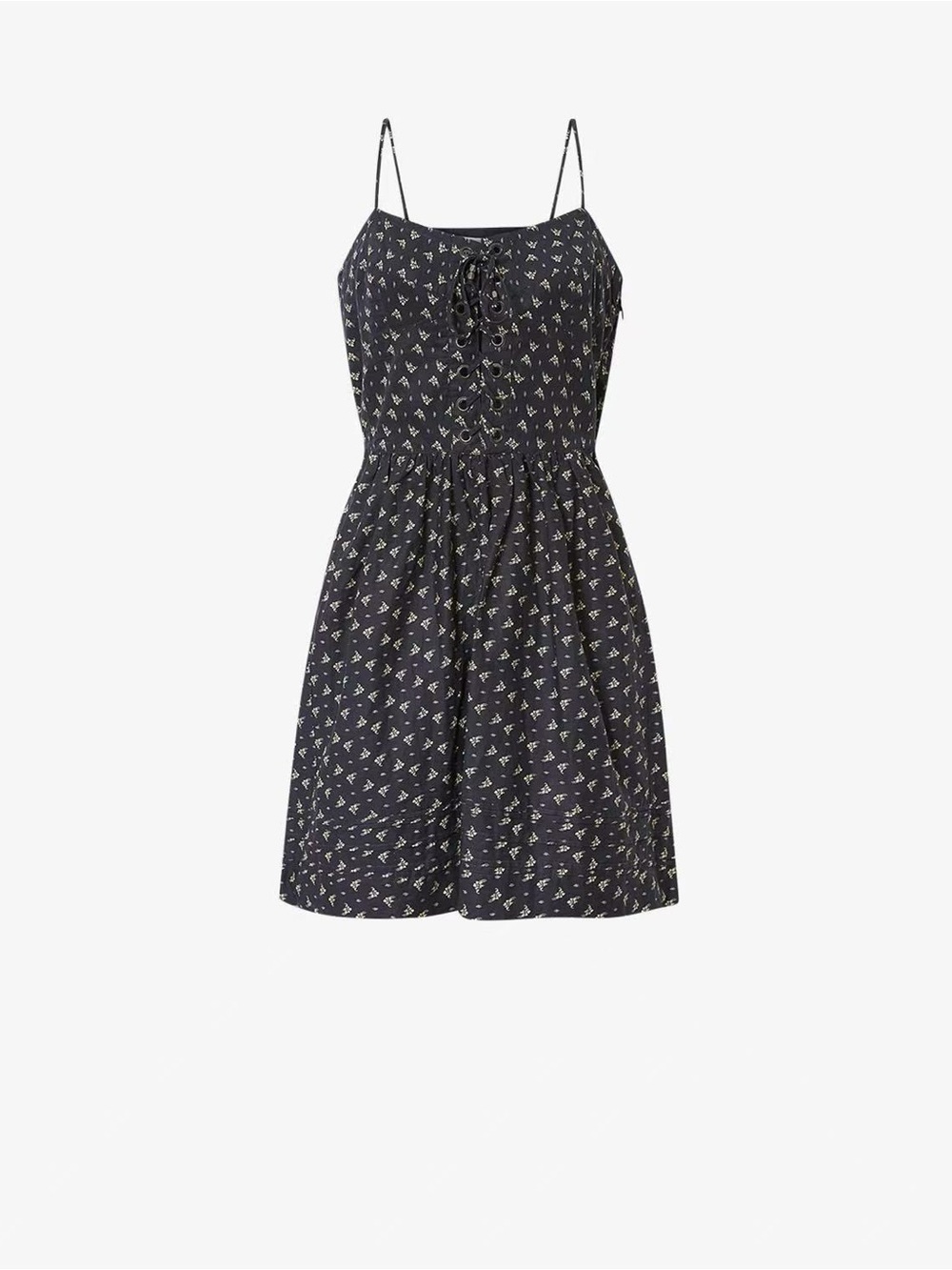 Loro Piana Black Mini Dress with Tiny Cream Floral Print - Picture 8 of 10